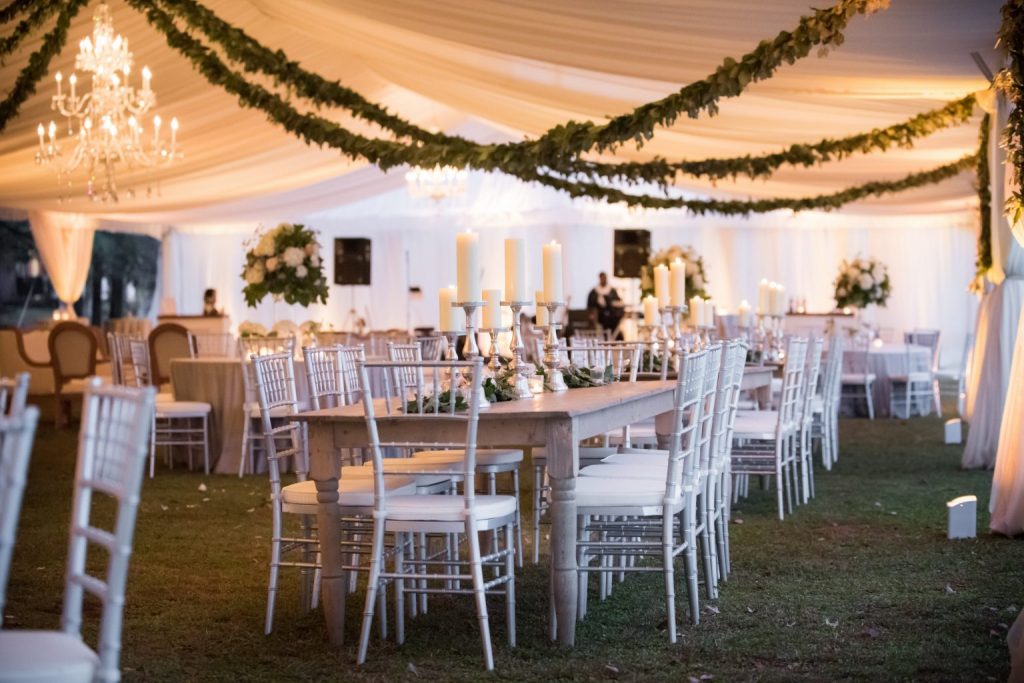 Wedding Rentals - Tables and Seats in Tent