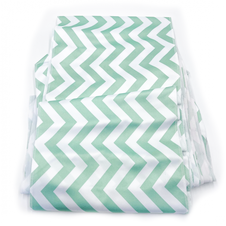 *Green/White Satin Chevron Runner