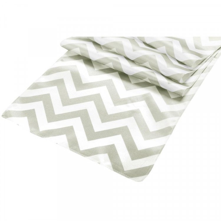 *Grey/White Chevron Satin Runner