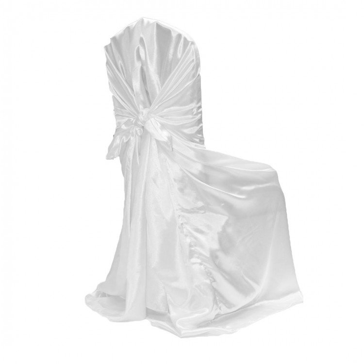 White, Satin Tieback Chair Cover