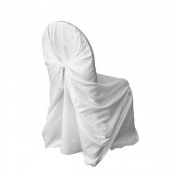 White, Polyester Tieback Chair Cover