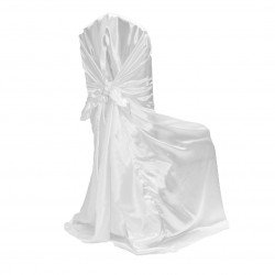 White, Satin Tieback Chair Cover