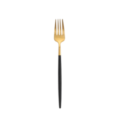 Matte Gold and Black Dessert Fork
