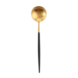 Matte Gold and Black Soup Spoon