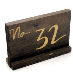 Wood with Gold Script Table Number