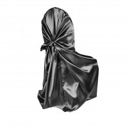 Black, Satin Tie Back Chair Cover