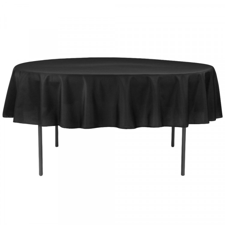 Black, Polyester 90 x 90 Round Tablecloths