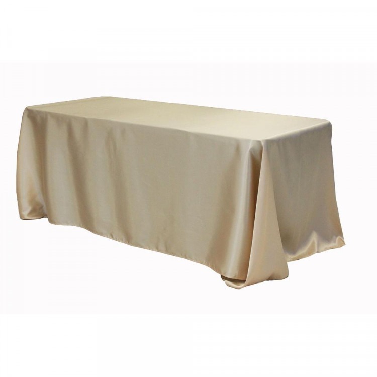 Champagne, Satin Floor Length Rectangle Tablecloths Champagne, Satin Floor Length Rectangle Tablecloths