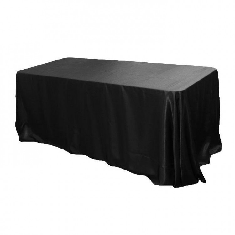Black, Satin Floor Length Rectangle Tablecloths