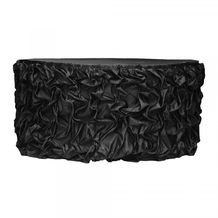 *Black, Satin 15' Princess Table Skirt