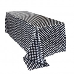Black/White Polka Dot Satin Floor Length Rectangle