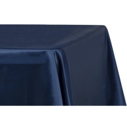 Blue, Dark Navy Satin Floor Length Rectangle Tablecloths