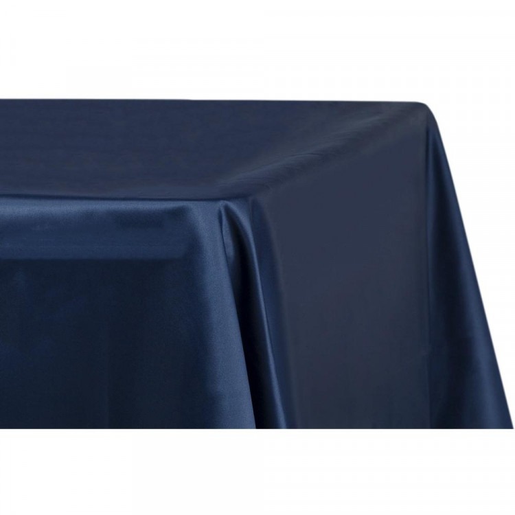 Blue, Dark Navy Satin Floor Length Rectangle Tablecloths Blue, Dark Navy Satin Floor Length Rectangle Tablecloths
