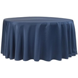 Blue, Navy Matte Satin Floor Length Round Tablecloths