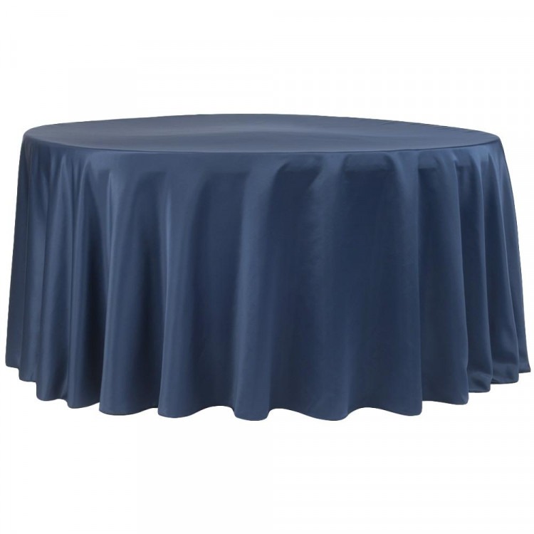 Blue, Navy Matte Satin Floor Length Round Tablecloths Blue, Navy Matte Satin Floor Length Round Tablecloths