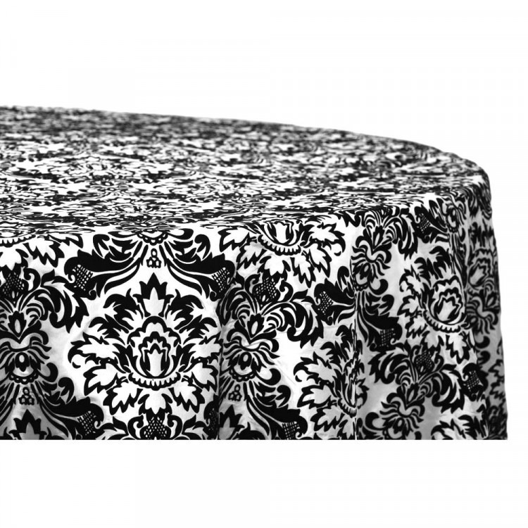 Black/White, Damask Floor Length Round