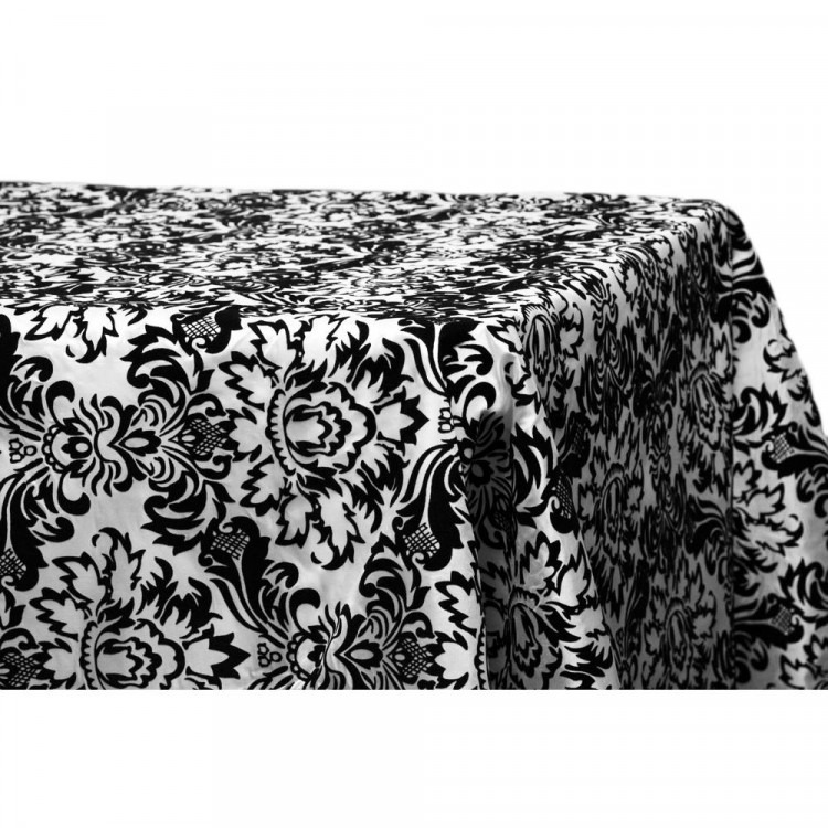 Black/White, Damask Floor Length Rectangle