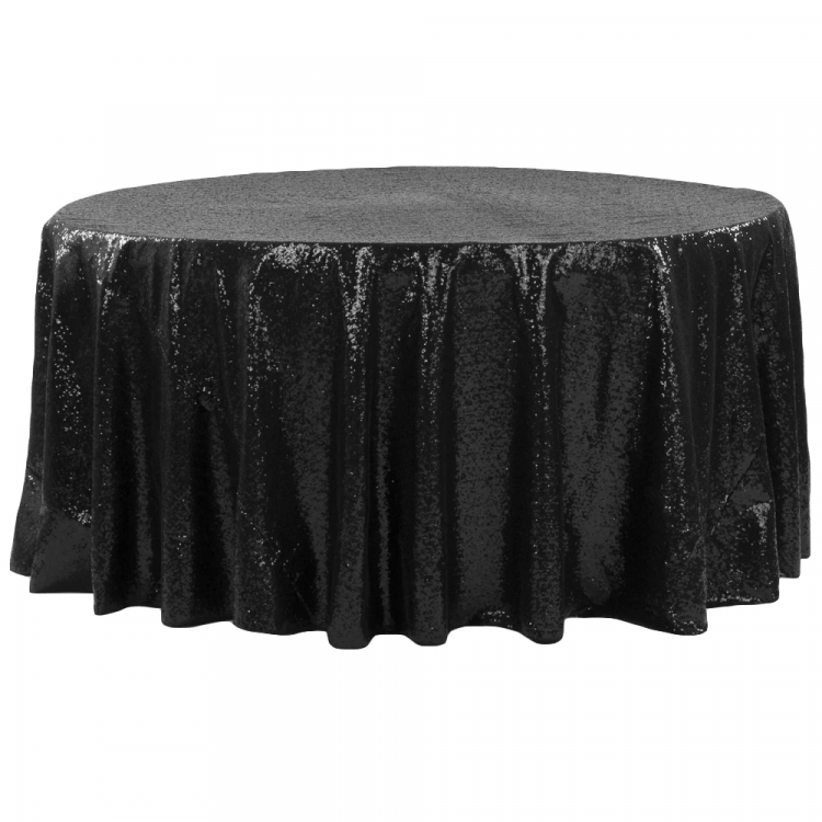 Black, Sequin Floor Length Round