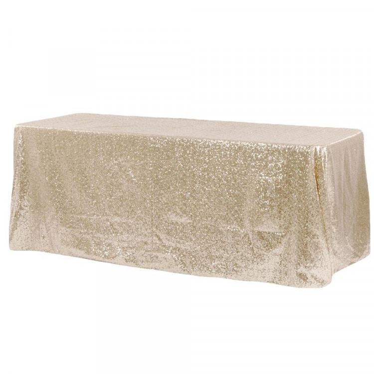 Champagne, Sequin Floor Length Rectangle Tablecloths Champagne, Sequin Floor Length Rectangle Tablecloths