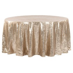Champagne, Sequin Floor Length Round Tablecloths