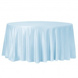 Blue, Baby Satin Floor Length Round Tablecloths