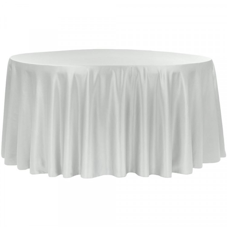 Grey, Matte Satin Floor Length Round Tablecloths
