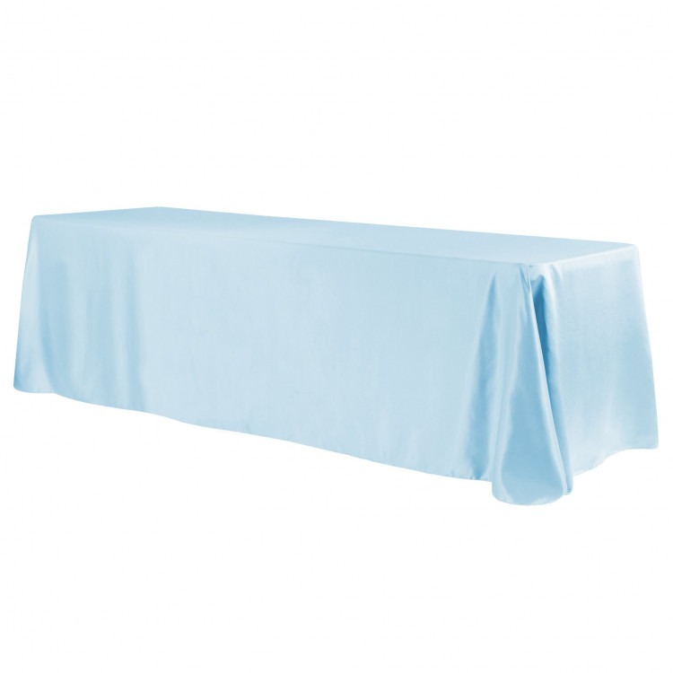 Blue, Baby Satin Floor Length Rectangle Tablecloths