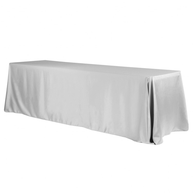 Grey, Matte Satin Floor Length Rectangle Tablecloths Grey, Matte Satin Floor Length Rectangle Tablecloths