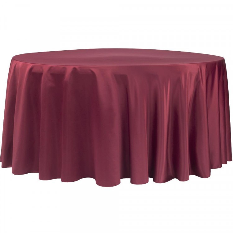 Red, Merlot Satin Floor Length Round Tablecloths