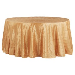 Gold, Pintuck Taffeta Floor Length Round Tablecloths