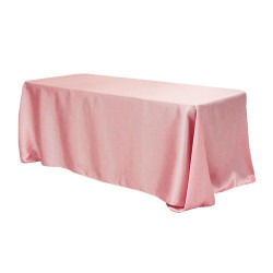 Pink, Dusty Rose Satin Floor Length Rectangle Tablecloths