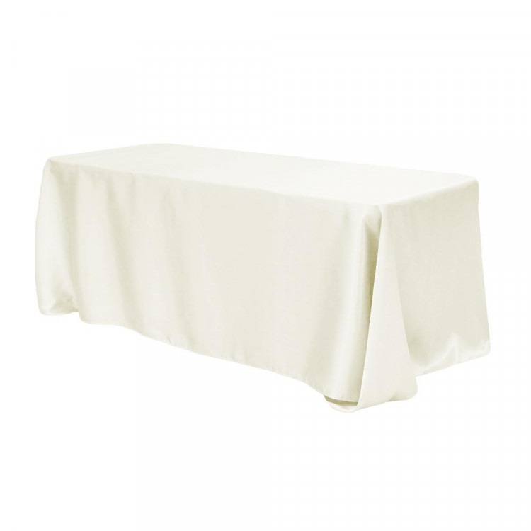 Ivory, Matte Satin Floor Length Rectangle Tablecloths Ivory, Matte Satin Floor Length Rectangle Tablecloths