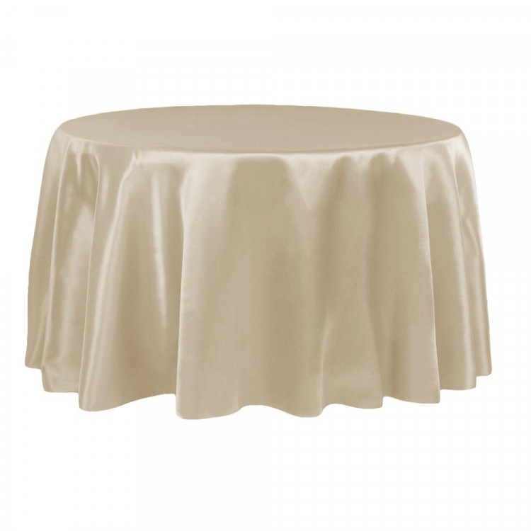 Champagne, Satin Floor Length Round Tablecloths