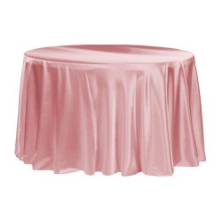 Pink, Dusty Rose Satin Floor Length Round Tablecloths