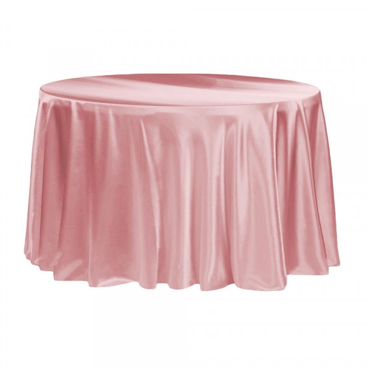 Pink, Dusty Rose Satin Floor Length Round Tablecloths Pink, Dusty Rose Satin Floor Length Round Tablecloths