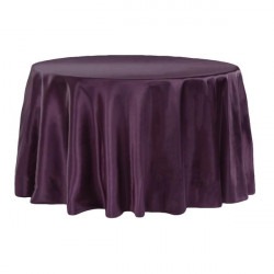 Purple, Plum Satin Floor Length Round Tablecloths
