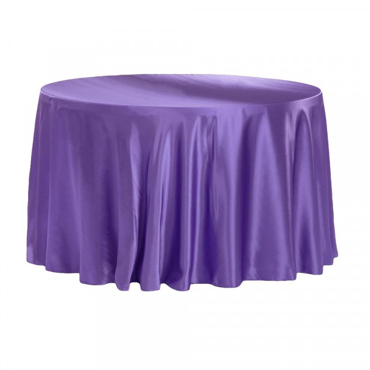 Purple, Royal Satin Floor Length Round Tablecloths