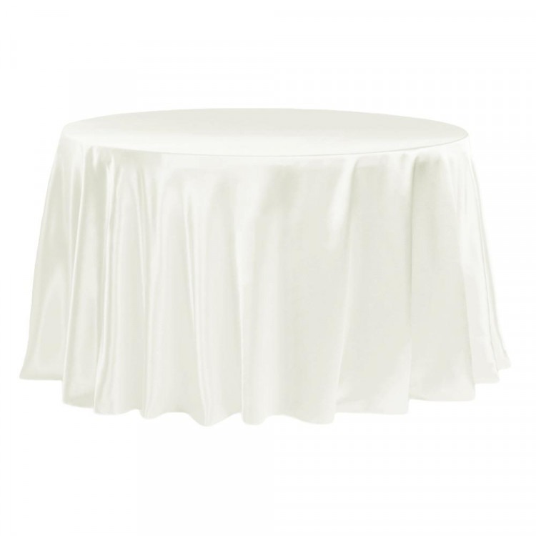 Ivory, Matte Satin Floor Length Round Tablecloths