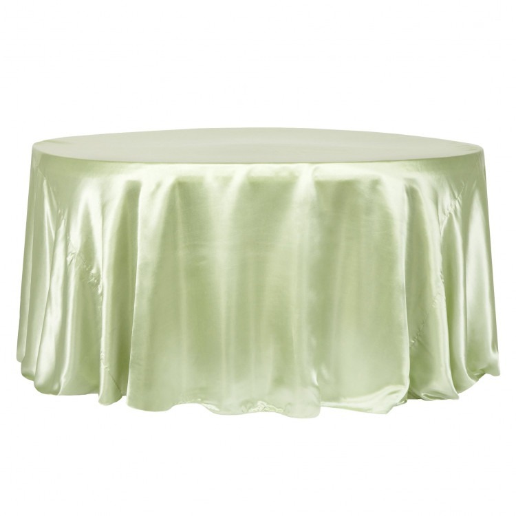 Green, Sage Taffeta Floor Length Round Tablecloths