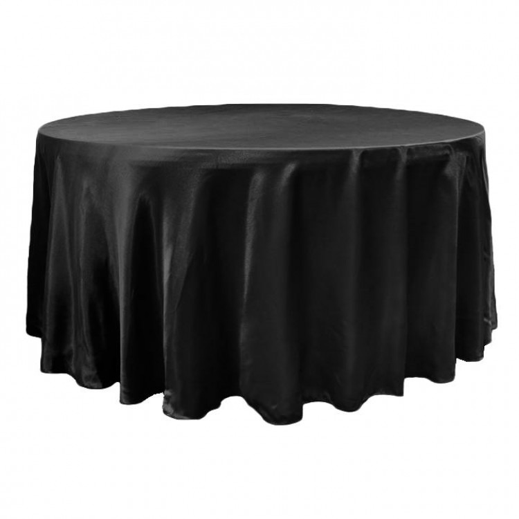 Black, Satin Floor Length Round Tablecloths
