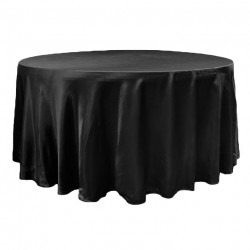 Black, Satin Floor Length Round Tablecloths