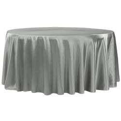 Silver, Taffeta Floor Length Round Tablecloths