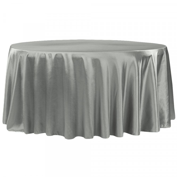 Silver, Taffeta Floor Length Round Tablecloths