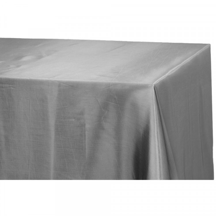Silver, Taffeta Floor Length Rectangle Tablecloths