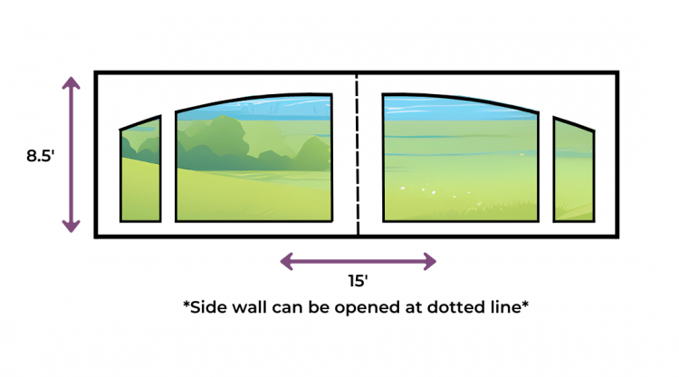 Arched Window Legacy Side Wall, 15' x 8.5'