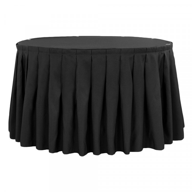 Black Polyester Box Pleat Table Skirt