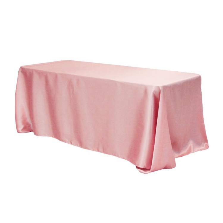 Pink, Dusty Rose Satin Floor Length Rectangle